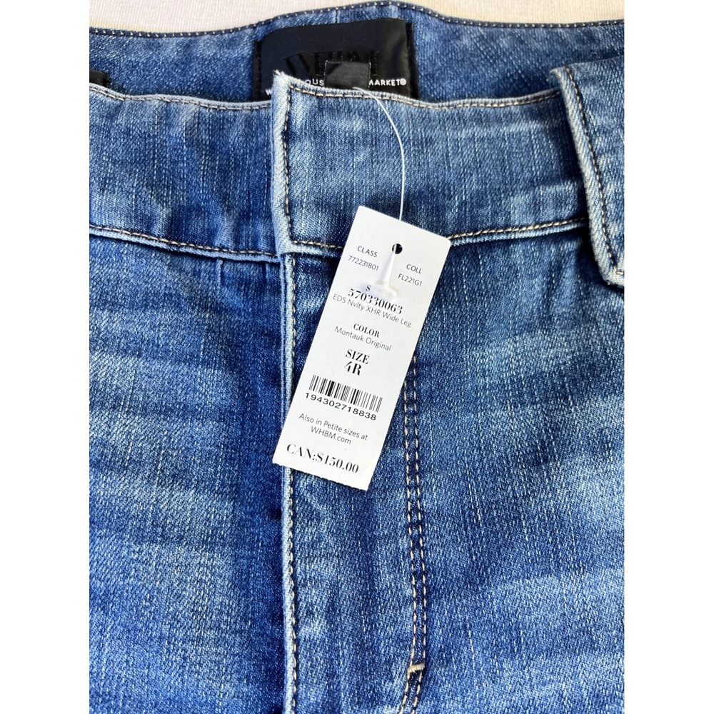 White House Black Market High Rise Wide Leg Sailor Button Jeans Montauk Blue 4R - Picture 5 of 16